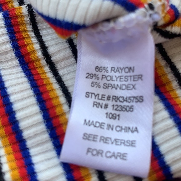 NWOT π Rainbow Striped Ribbed Crop Top - Picture 5 of 6